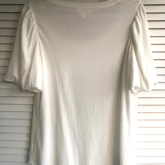 LC Lauren Conrad top with puffy sleeves, off white color, size L. - Picture 2 of 5